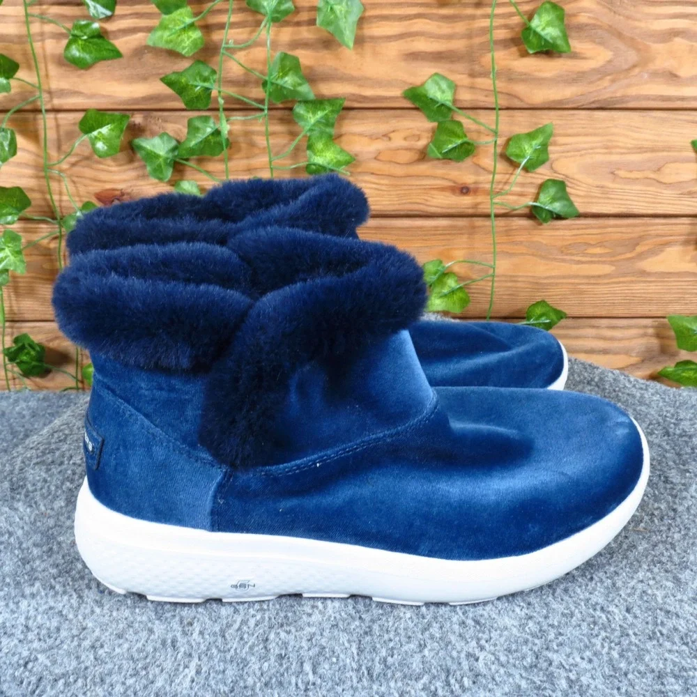 Skechers On-The-Go City 2-Cozy Vibe Womens Boot 7.5 Winter Comfort Navy Velvet